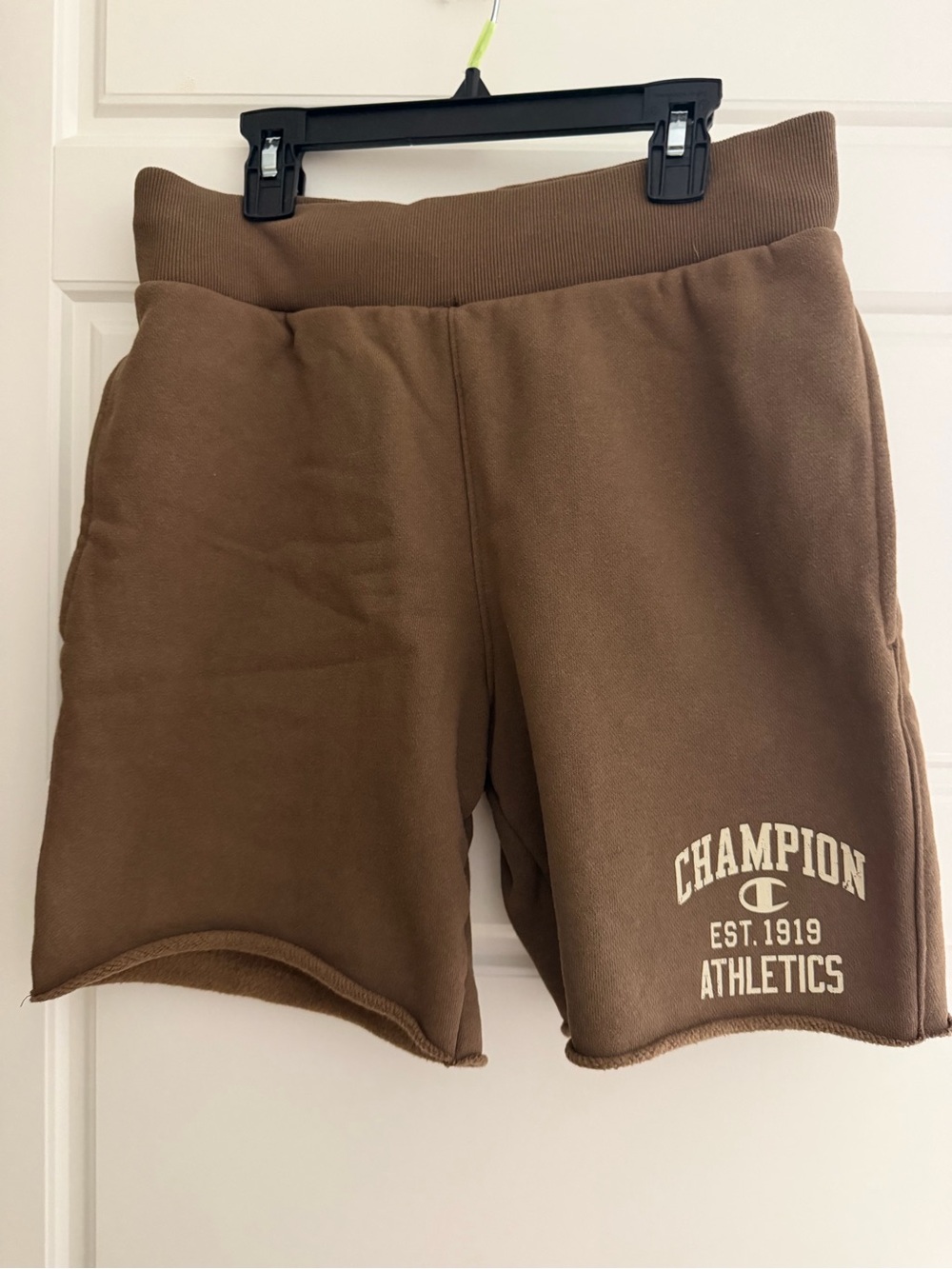 Champion Brown Athletic Fleece Shorts with White Logo